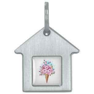 Médaillons Pour Animaux Domestiques Cône rose Sakura crème glacée gaufre