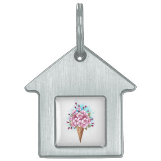 Médaillons Pour Animaux Domestiques Cône rose Sakura crème glacée gaufre
