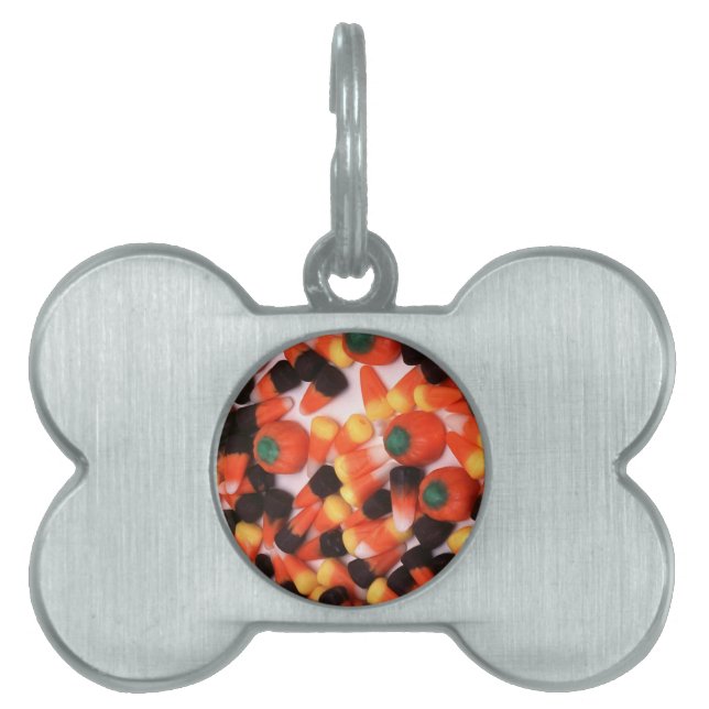 Médaillons Pour Animaux Domestiques Corn à bonbons et Citrouilles (Devant)