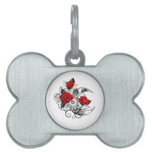 Médaillons Pour Animaux Domestiques Croissant mécanique avec roses rouges