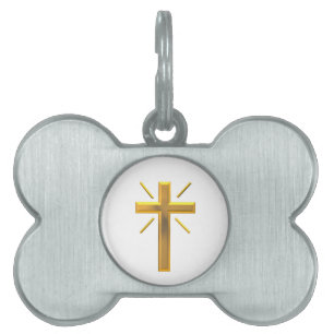 Médaillons Pour Animaux Domestiques Croix d'or 4