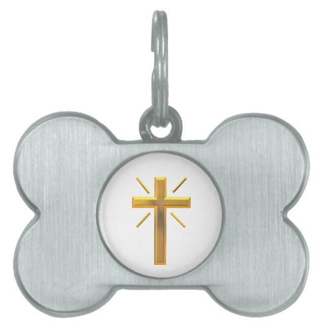 Médaillons Pour Animaux Domestiques Croix d'or 4 (Devant)