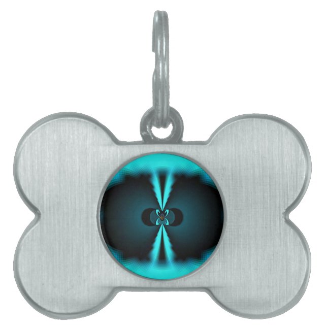 Médaillons Pour Animaux Domestiques Cyan et Black Abstrait Art Print (Devant)