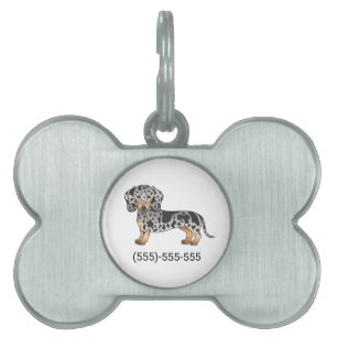 Médaillons Pour Animaux Domestiques Dachshund à poil court panaché noir et feu & Numér