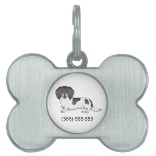 Médaillons Pour Animaux Domestiques Dachshund à poils longs noir et feu pied & Numéro