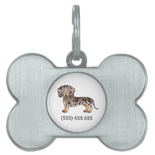 Médaillons Pour Animaux Domestiques Dachshund brun et fauve tacheté à poil court & Num