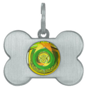 Médaillons Pour Animaux Domestiques Design d'art à couper le souffle rose jaune Kaleid