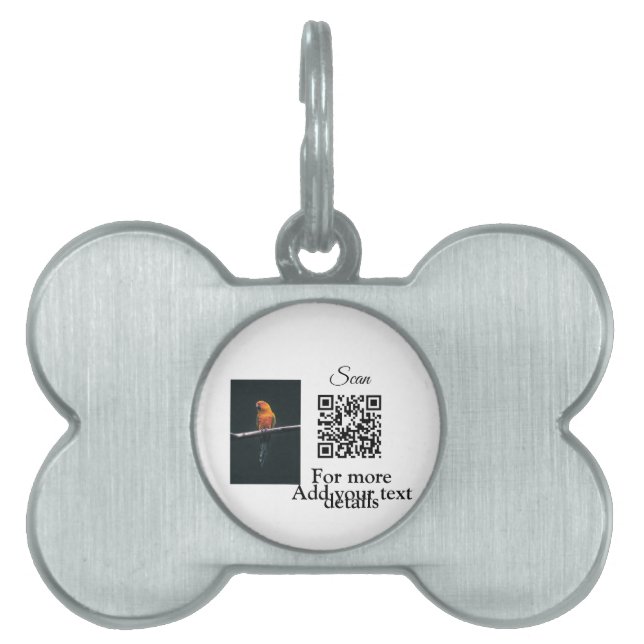 Médaillons Pour Animaux Domestiques Détails simples du nom de l'animal code QR ajouter (Devant)