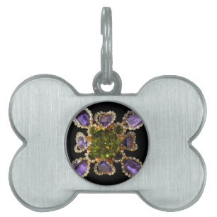 Médaillons Pour Animaux Domestiques Diamants d'améthyste violet Emeralds bijoux