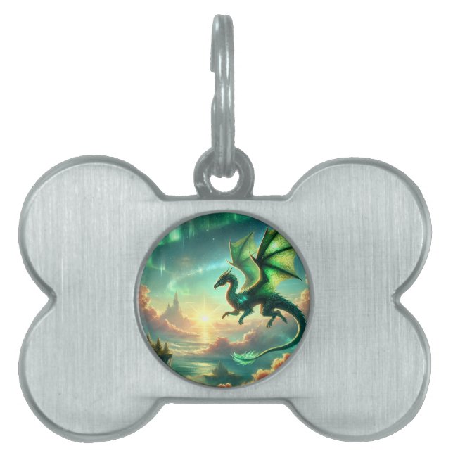Médaillons Pour Animaux Domestiques Dragon vert (Devant)