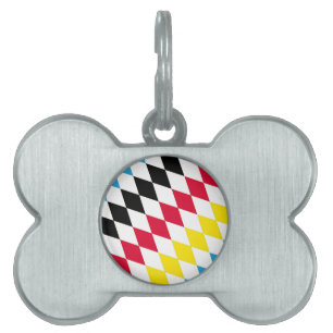 Médaillons Pour Animaux Domestiques Drapeau bavarois diamant noir rouge jaune bleu mot