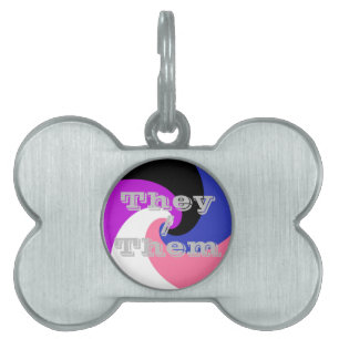 Médaillons Pour Animaux Domestiques Drapeau de fierté Genderfluid à spirale de pronoms