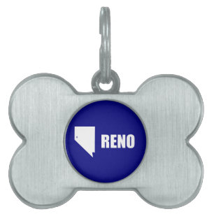 Médaillons Pour Animaux Domestiques Drapeau de Reno, Nevada Nom de l'animal de compagn