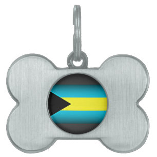 Médaillons Pour Animaux Domestiques Drapeau des Bahamas Arête sombre