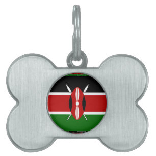 Médaillons Pour Animaux Domestiques Drapeau du Kenya : avec cadre de drapeau miniature