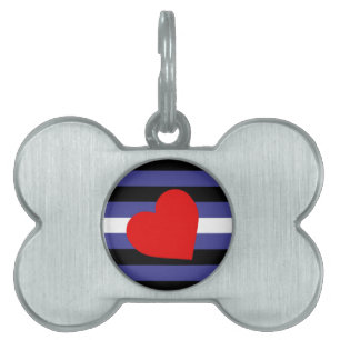 Médaillons Pour Animaux Domestiques Drapeau et coeur de la Fierté en cuir