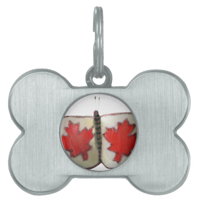 Médaillons Pour Animaux Domestiques Drapeau national du Canada : Papillon Feuille (Devant)
