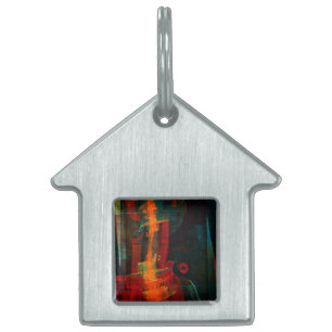 Médaillons Pour Animaux Domestiques Eau Orange Rouge Bleu moderne Art Abstrait Motif