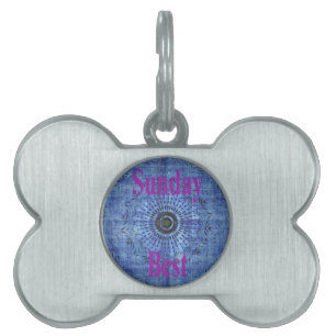 Médaillons Pour Animaux Domestiques Elégant bleu denim motif vectoriel impression art 