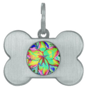 Médaillons Pour Animaux Domestiques Élégant boho rétro abstrait vert rose floral