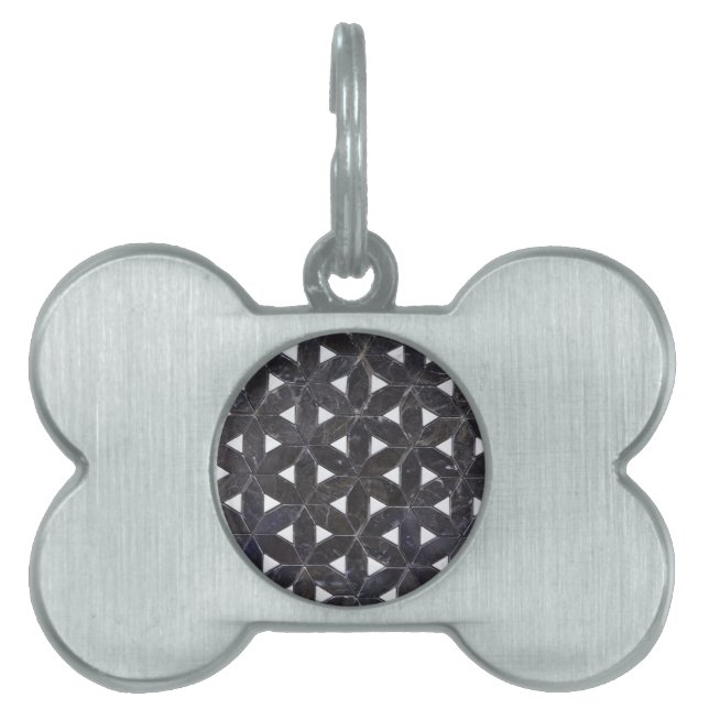 Médaillons Pour Animaux Domestiques élégant Gris Mosaïque fleur de vie Carrelage motif (Devant)
