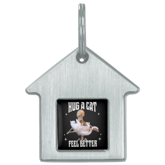 Médaillons Pour Animaux Domestiques Embrassez un chat, sentez-vous mieux Skeleton Accr (Devant)