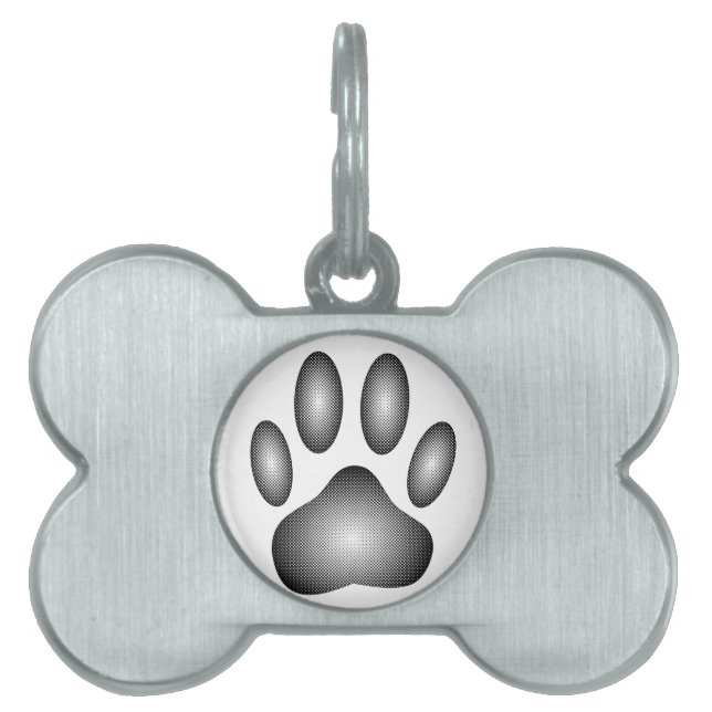 Médaillons Pour Animaux Domestiques Empreinte de patte de chien en dégradé noir et bla (Devant)