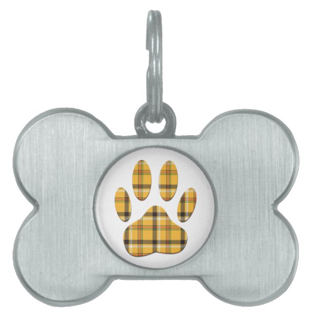 Médaillons Pour Animaux Domestiques Empreinte de patte de chien Tartan (Devant)