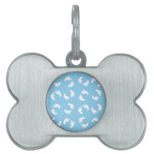 Médaillons Pour Animaux Domestiques Empreintes bébé, Pied bébé, Marches, Bleu, Garçon