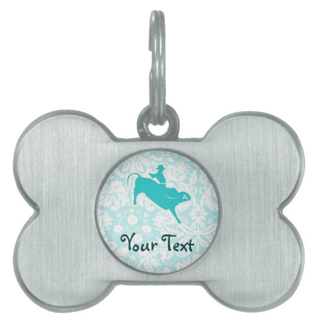 Médaillons Pour Animaux Domestiques Équitation turquoise de Taureau (Devant)