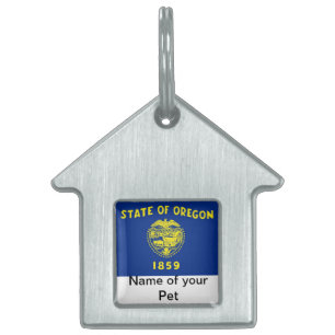 Médaillons Pour Animaux Domestiques Étiquette avec drapeau de l'État de l'Oregon