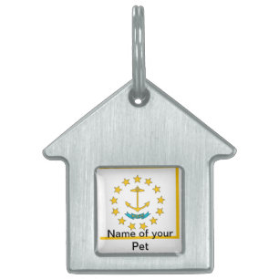 Médaillons Pour Animaux Domestiques Étiquette avec drapeau de l'État de Rhode Island