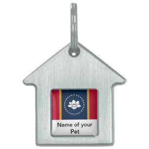 Médaillons Pour Animaux Domestiques Étiquette de chien avec drapeau de l'État du Missi