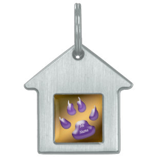 Médaillons Pour Animaux Domestiques étiquette d'identification de chat violet foncé or