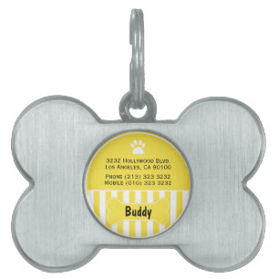 Médaillons Pour Animaux Domestiques Étiquette mignonne d'identification de chien jaune
