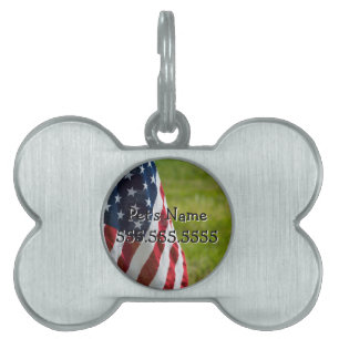 Médaillons Pour Animaux Domestiques Étiquette Old Glory Pet Name