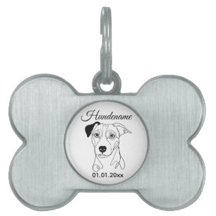Médaillons Pour Animaux Domestiques Étiquette personnalisée Jack Russell Minimaliste L