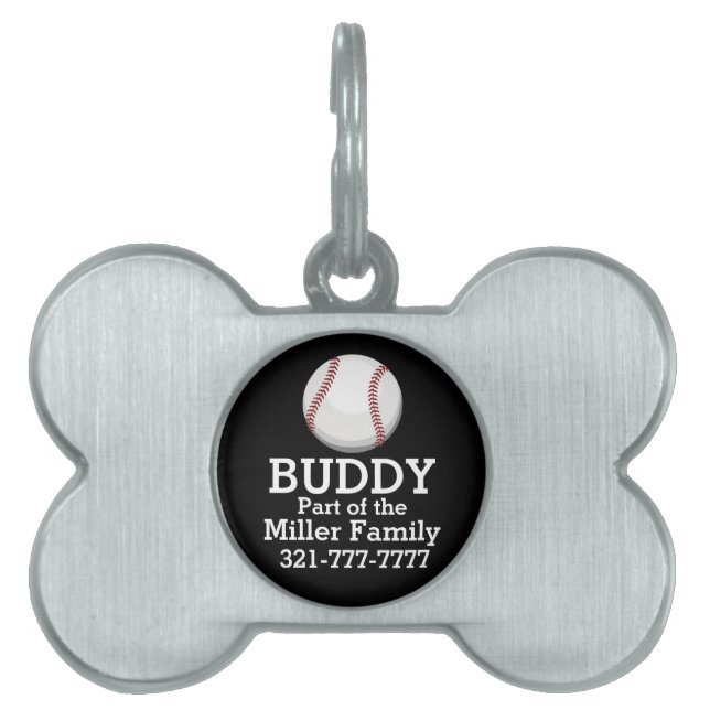 Médaillons Pour Animaux Domestiques Fan de base-ball (Devant)