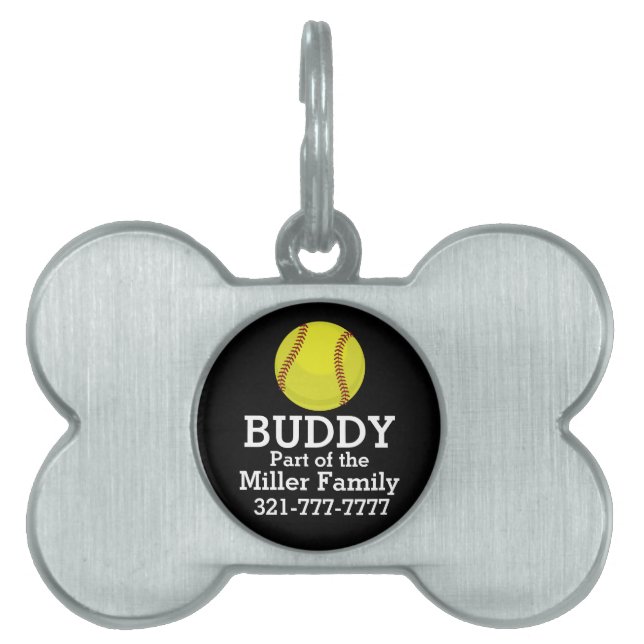 Médaillons Pour Animaux Domestiques Fan du base-ball (Devant)