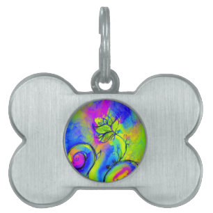 Médaillons Pour Animaux Domestiques FLEURS BLANCHES rose jaune violet bleu