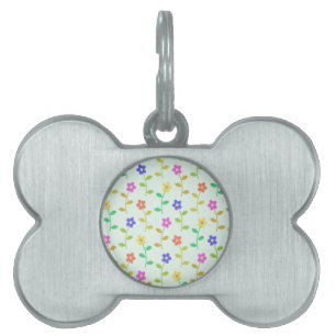 Médaillons Pour Animaux Domestiques Fleurs Colorées, Motif Floral, Feuillage, Boho
