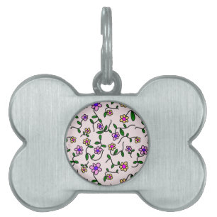 Médaillons Pour Animaux Domestiques Fleurs colorées, Motif Floral, Verdure, Boho