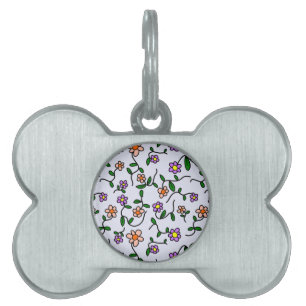 Médaillons Pour Animaux Domestiques Fleurs Colorées, Motif Floral, Verdure, Boho
