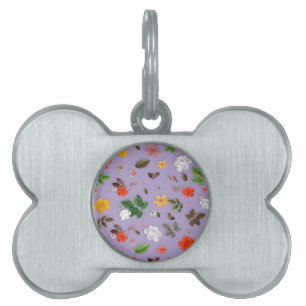 Médaillons Pour Animaux Domestiques Fleurs jaunes et roses blanches 21