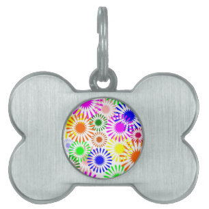 Médaillons Pour Animaux Domestiques Fleurs multicolores