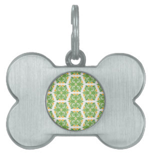Médaillons Pour Animaux Domestiques Fleurs Vertes, Motif De Fleurs, Motif Floral