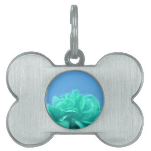Médaillons Pour Animaux Domestiques Floral bleu-vert coloré