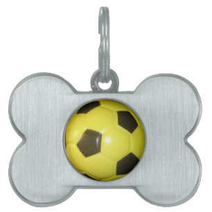Médaillons Pour Animaux Domestiques Football Jaune et Noir (Football)