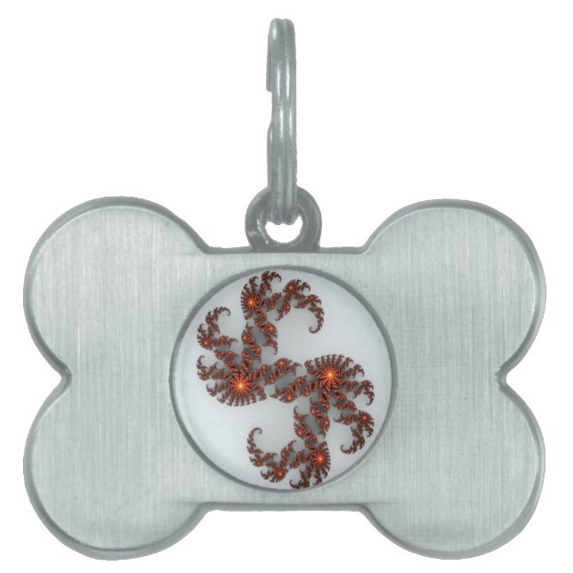 Médaillons Pour Animaux Domestiques Fractale Orange Sunburst (Devant)