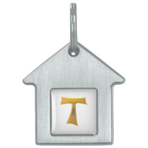 Médaillons Pour Animaux Domestiques Franciscain Tau Cross Pax Et Bonum Gold Metallic